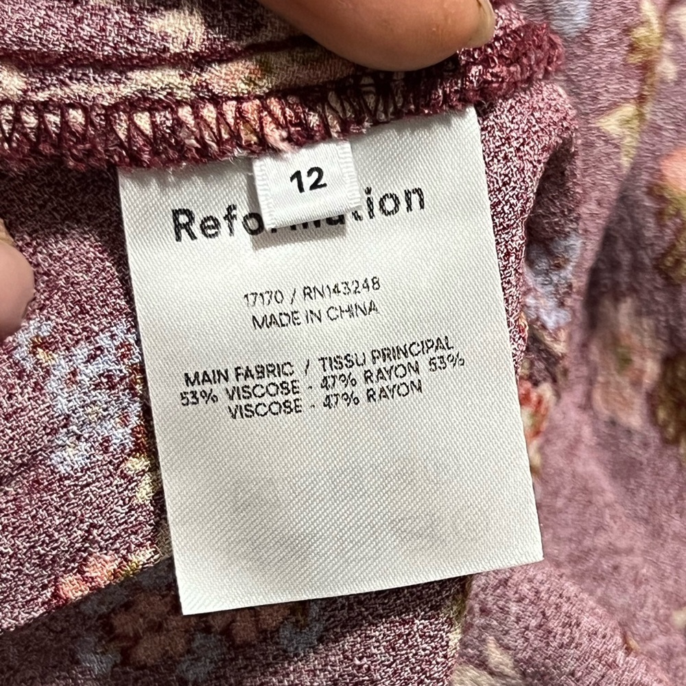 Women’s REFORMATION RED FLORAL MIDI DRESS size 12 - Picture 7 of 10